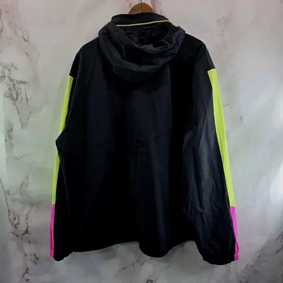 Chubbies Jacket Mens 2XL Black Green Pink Retro Windbreaker Zip Packable Hood - Picture 5 of 11
